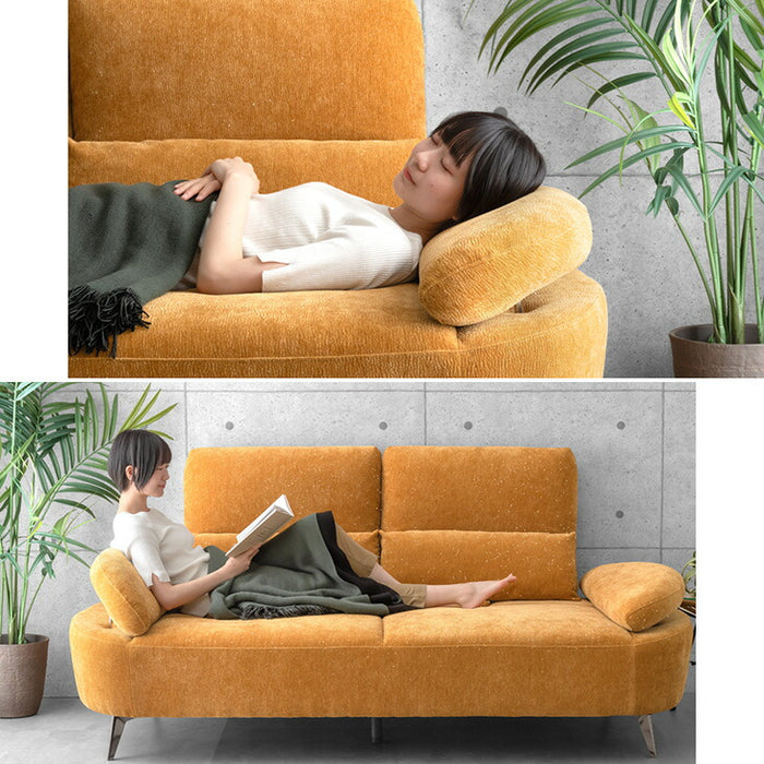 ［幅210cm］ラメ入り ソファベッド 2人掛け ハイバック スチール脚 クッション付【超大型商品】〔74800089〕