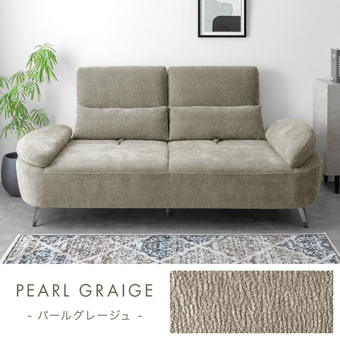 ［幅210cm］ラメ入り ソファベッド 2人掛け ハイバック スチール脚 クッション付【超大型商品】〔74800089〕