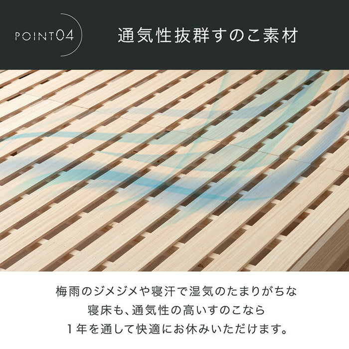 ［シングル］ライト付きベッド ポケットコイルマットレス付き 宮付きベッド 2口コンセント【超大型商品】〔74800095〕
