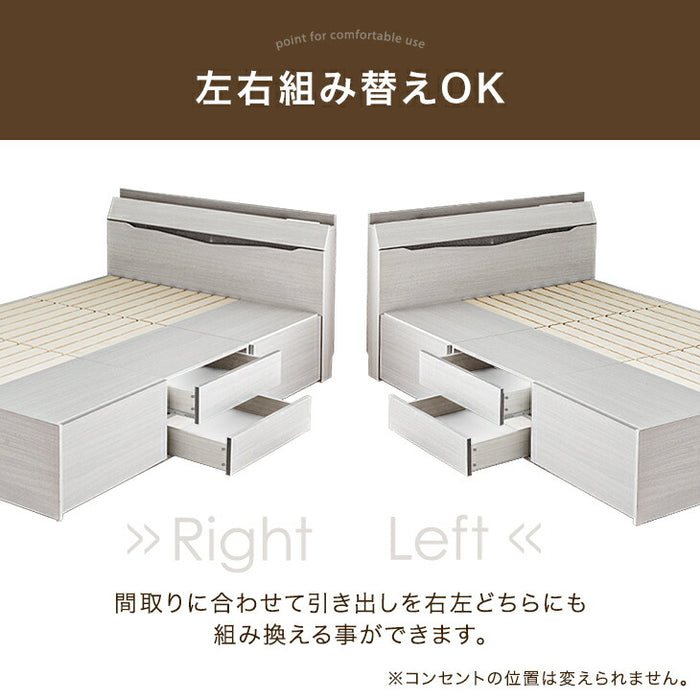 【新発売記念プライス】［シングル］まるでタンスの収納力 大容量 収納付きベッド ベッドフレーム USB付き2口コンセント LEDライト【超大型商品】〔81200000a〕