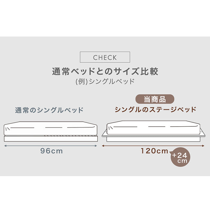 [ダブル] お掃除ロボット対応 ステージベッド 木目調 すのこ ベッド下収納 ベッドフレーム ローベッド おしゃれ スノコ〔81200024〕