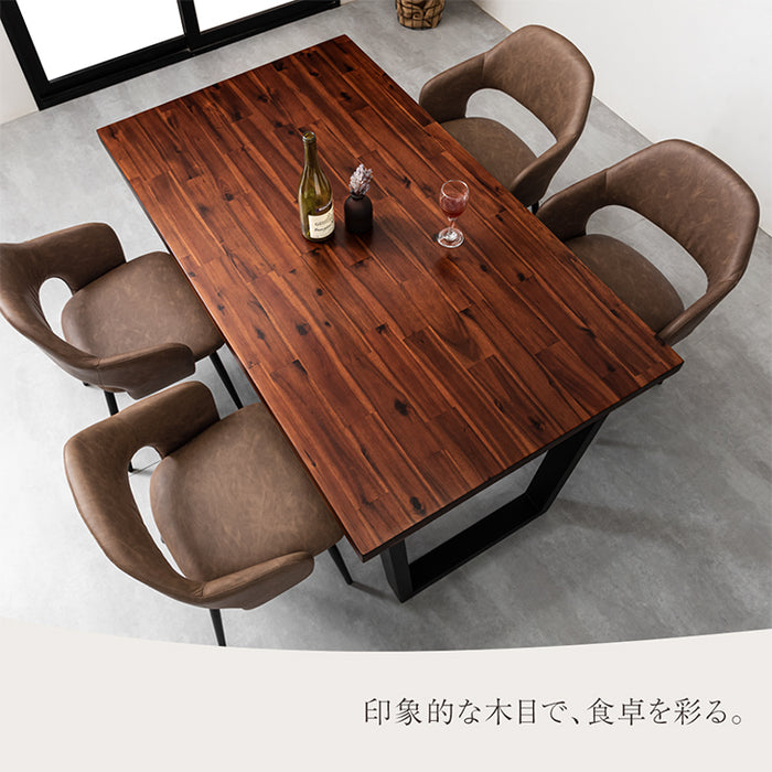 ［幅140］4人掛け 天然木 ダイニング5点セット 長方形 木製 アカシア 北欧【超大型商品】〔82110001〕