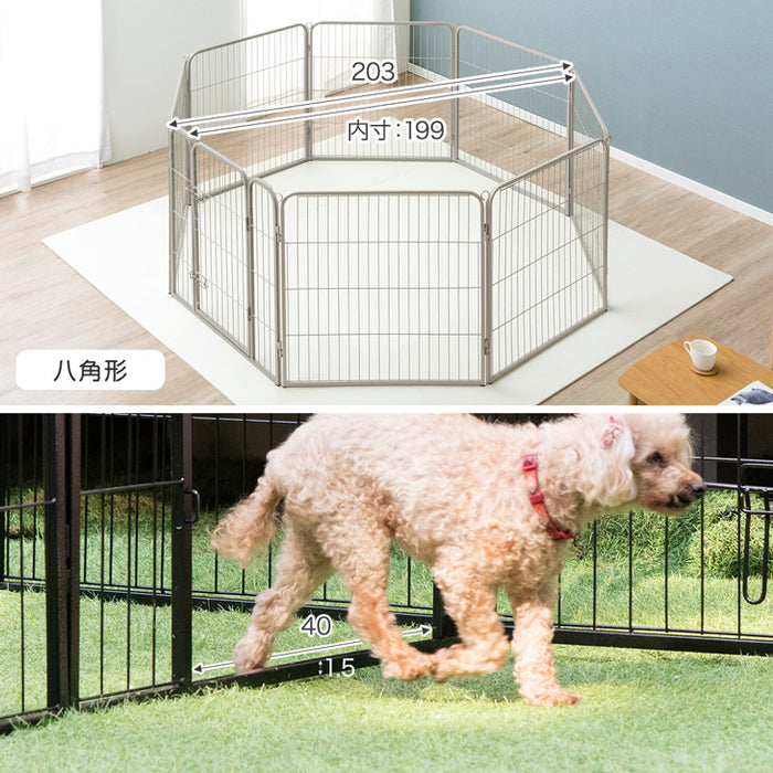 ［2ドア・高さ60cm］バリアフリー ペットサークル ハイタイプ スチール 高さ サークル ペットケージ〔83900004〕