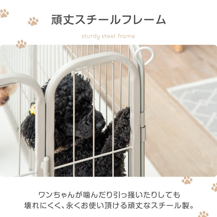 ［1ドア・高さ80cm］バリアフリー ペットサークル ハイタイプ スチール 高さ サークル ペットケージ〔83900001〕