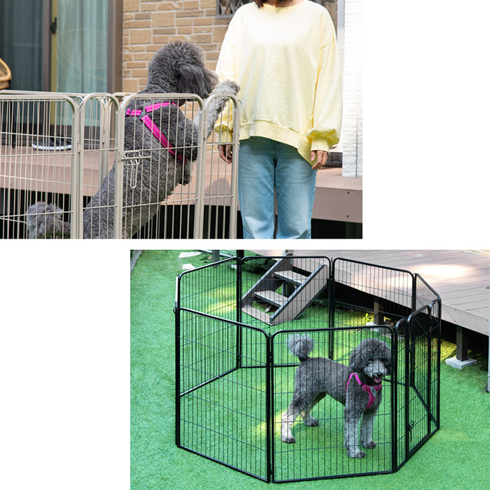 ［1ドア・高さ100cm］バリアフリー ペットサークル ハイタイプ スチール 高さ サークル ペットケージ〔83900002〕
