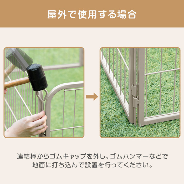 ［1ドア・高さ100cm］バリアフリー ペットサークル ハイタイプ スチール 高さ サークル ペットケージ〔83900002〕