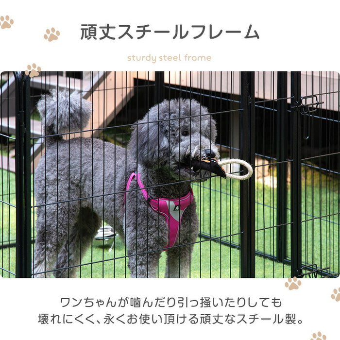 ［2ドア・高さ100cm］バリアフリー ペットサークル ハイタイプ スチール 高さ サークル ペットケージ〔83900006〕
