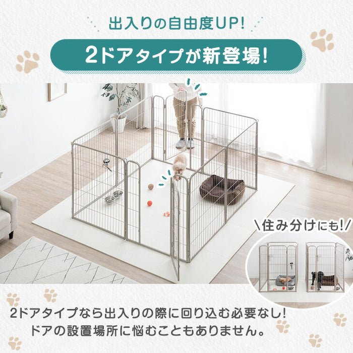［1ドア・高さ100cm］バリアフリー ペットサークル ハイタイプ スチール 高さ サークル ペットケージ〔83900002〕
