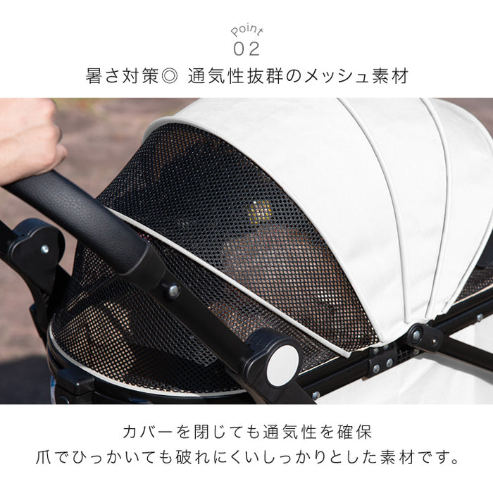 折り畳み わんタッチ 3wayペットカート 分離式 ドリンクホルダー フルオープン 自立可〔84000010〕