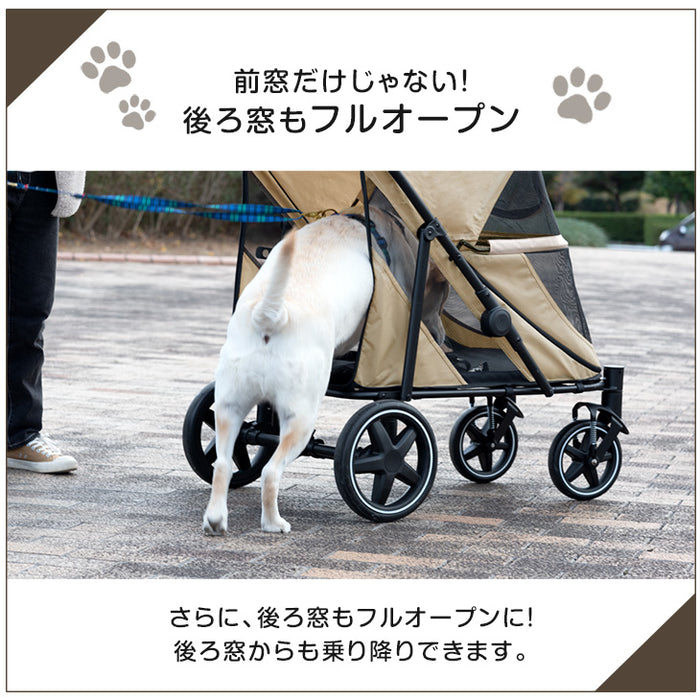 ペットカート 大型犬対応 耐荷重60kg 座面洗える 折り畳み 4輪〔84100001〕