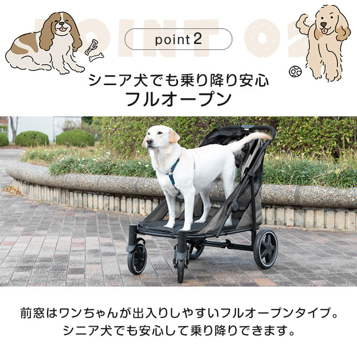 ペットカート 大型犬対応 耐荷重60kg 座面洗える 折り畳み 4輪〔84100001〕