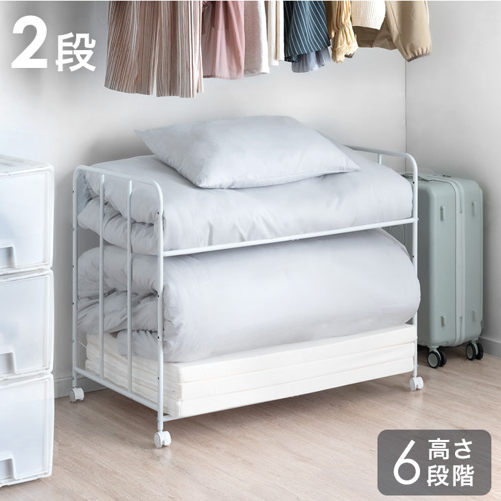 布団収納ラック 2段 高さ調節 キャスター付き 収納 布団ラック 押し入れ クローゼット〔84300007〕 - 4位