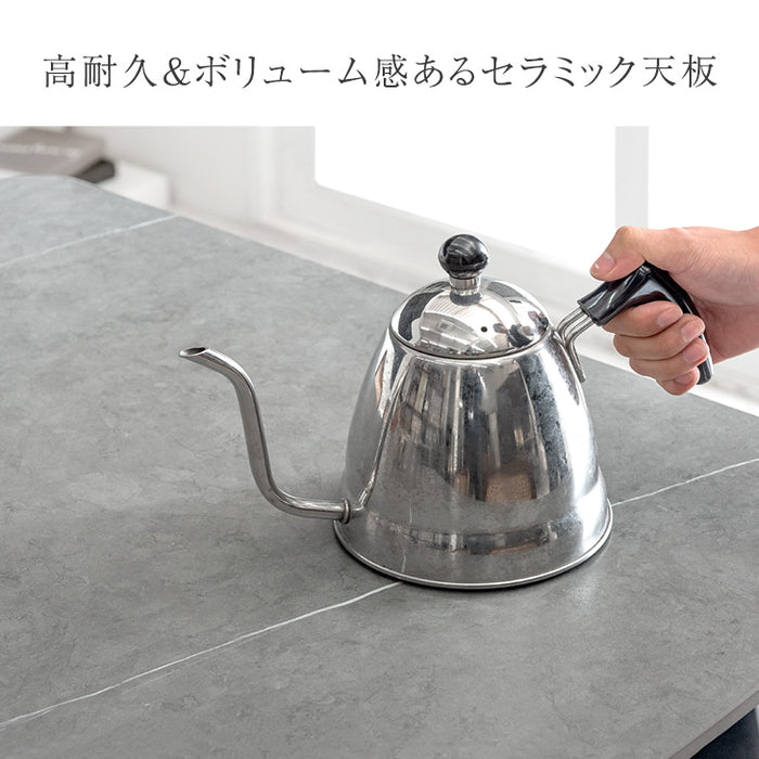 [幅140cm] 4人掛け セラミック ダイニングテーブル 単品 黒脚 大理石調【搬入設置込み】【超大型商品】〔84400005〕