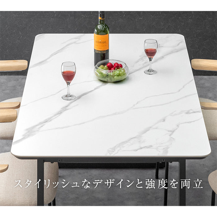 [幅140cm] 4人掛け セラミック ダイニングテーブル 単品 黒脚 大理石調【搬入設置込み】【超大型商品】〔84400005〕