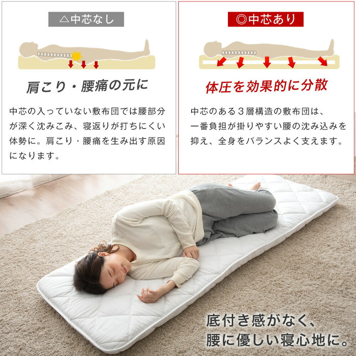 日本製 ごろ寝マット 厚み8cm ウレタン入り 180×65 三層 セミ