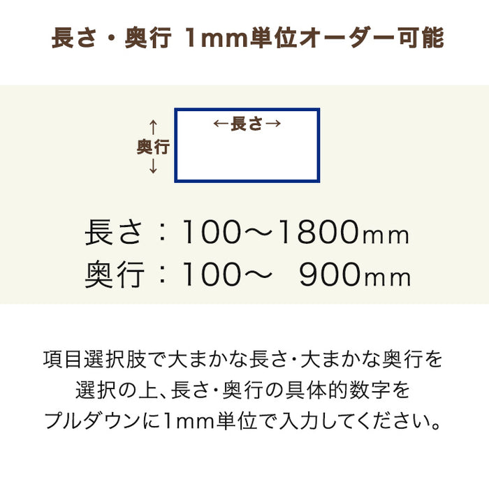 1mm単位のサイズオーダー 国産棚板 カラー棚板 フリーサイズ 日本製【前1面＋横2面】〔88107912a〕