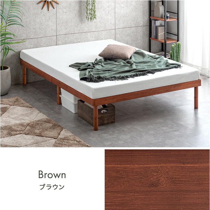 ［セミダブル］天然竹 すのこベッド マットレスセット 3段階 高さ調節 ポケットコイル 極厚22cm〔99910901〕