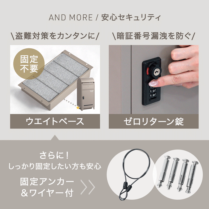【新発売記念プライス】宅配ボックス ポスト一体型 大容量103L ゼロリターン 鍵付き 防水 LIVBOX ーリブボックスー〔93800005〕