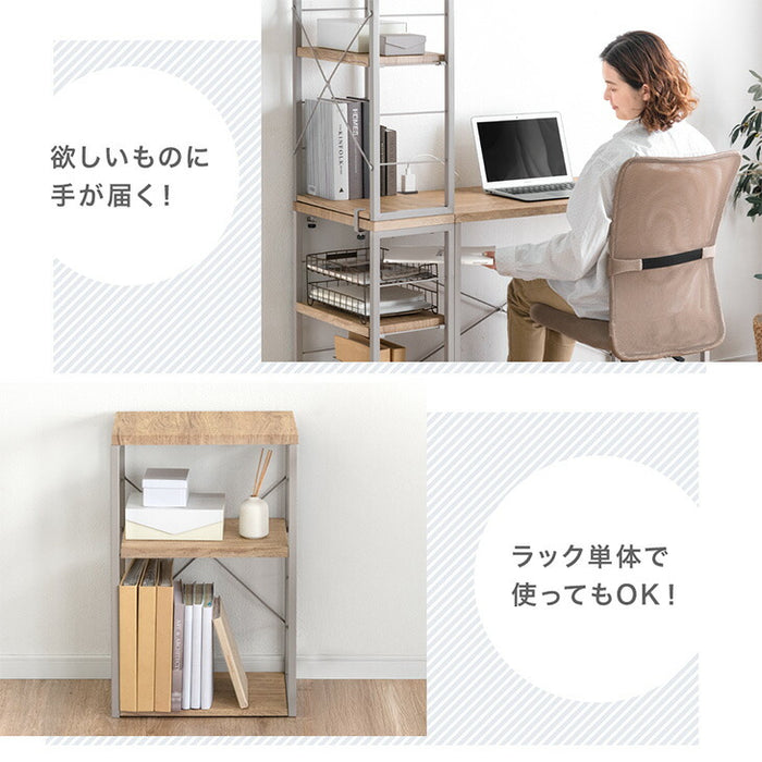 ラック付き デスク 組み換えOK コンセント付き L字 収納 在宅勤務〔99900540〕