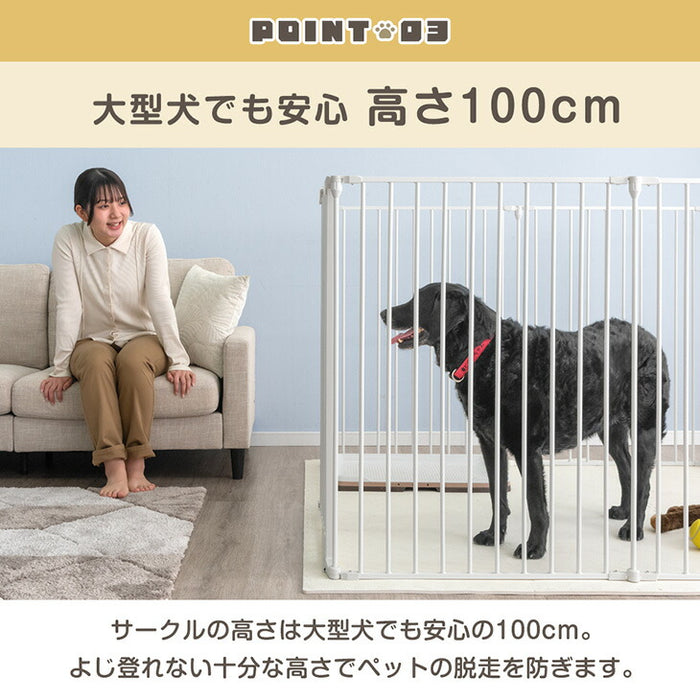 【新発売記念プライス】［2ドア・10枚セット］大型犬対応 バリアフリー ペットサークル 高さ 100cm 超ハイタイプ 折りたたみ 拡張〔99900600〕