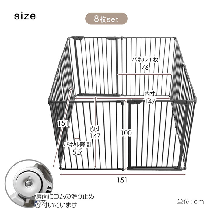 【新発売記念プライス】［2ドア・10枚セット］大型犬対応 バリアフリー ペットサークル 高さ 100cm 超ハイタイプ 折りたたみ 拡張〔99900600〕