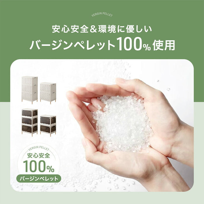 【新発売記念プライス】〔3段・30L〕5面開閉 収納ボックス お掃除ロボ対応 木脚 & キャスター付き 折りたたみ 〔99900770〕