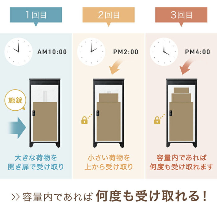 【アウトレット 在庫限り品】LIVBOX ーリブボックスー 宅配ボックス 押し込み式 複数投函OK 大容量 137L ナチュラル×ホワイト〔1760022501・out2973〕