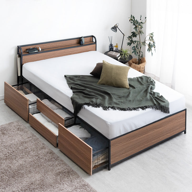 セミダブル］まるでタンスの収納力 大容量 収納ベッド 高反発