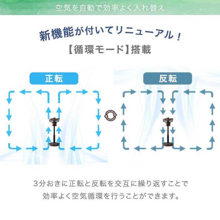 1台2役 DC サーキュレーター ブラック 扇風機 逆回転モード 自動首振り 静音 省エネ 4枚羽根 リモコン操作 DCモーター〔3840000320〕