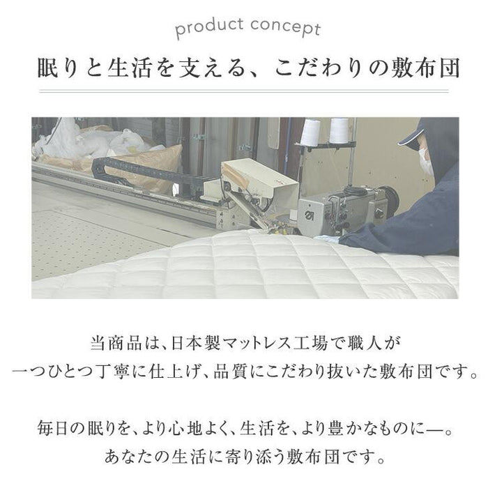 ［ダブル］敷布団 スタンダードタイプ 厚み8cm ウレタン入り 日本製 三層敷布団 抗菌 防臭 防ダニ 軽量〔85500044〕