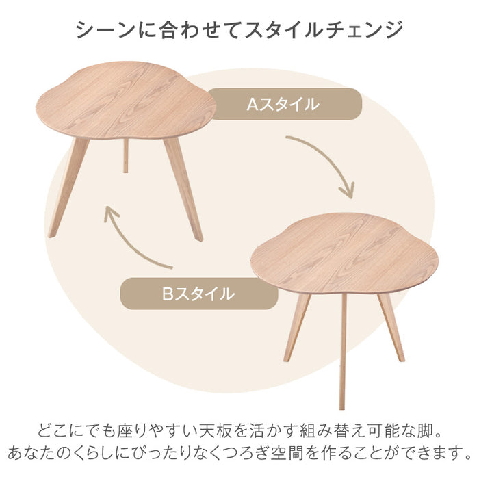 [幅90cm]  三つ葉型 ダイニングテーブル 単品 北欧 カフェ風 ナチュラル 変形テーブル 壁付け〔82100005〕
