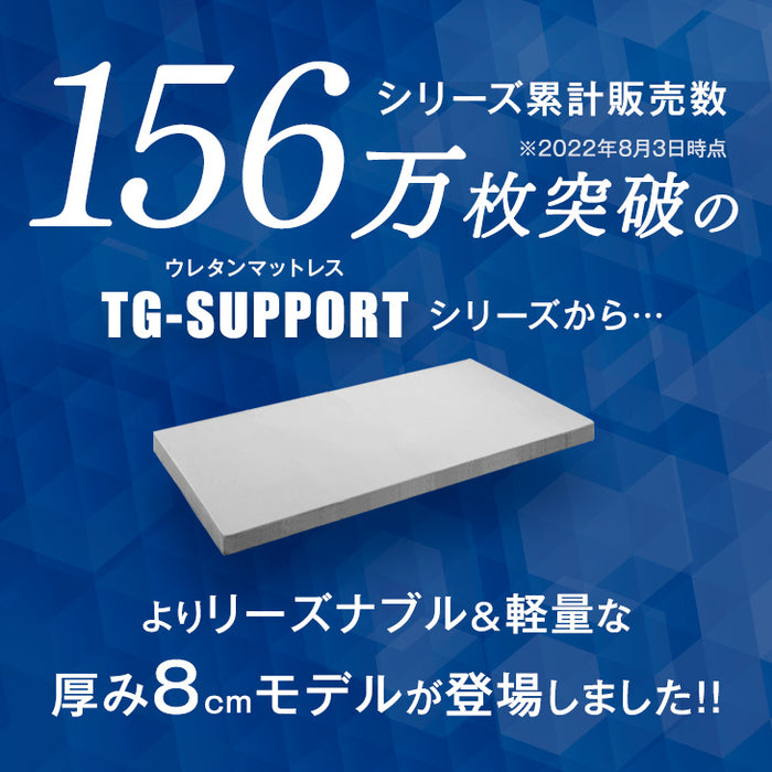 [シングル] 「純」 高反発 マットレス 厚さ8cm 収納バンド付 170N 超低ホル エコテックス認証 〔43310053〕