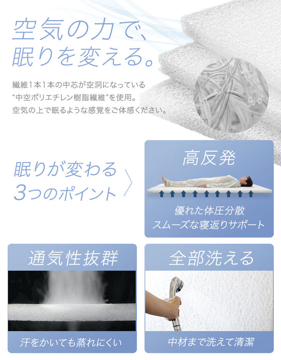 [ダブル] 高反発マットレス 3つ折り 5cm メッシュ 〔43300076〕