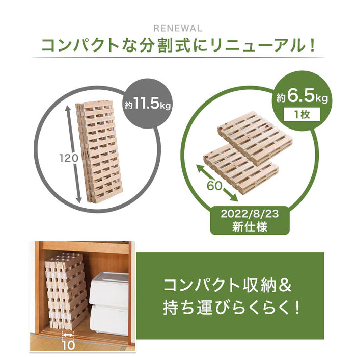 [セミダブル] 国産ひのき使用 四つ折り 日本製 すのこマット 折りたたみ 通気性 除湿 木製 すのこ 檜〔17610026〕