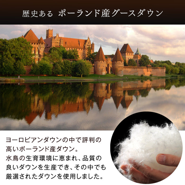 [シングル] 超増量1.5kg 純ポーランド産 マザーグース ダウン95％ 羽毛布団 440dp かさ高180mm以上 二層キルト CILブラックラベル 日本製〔10106509〕