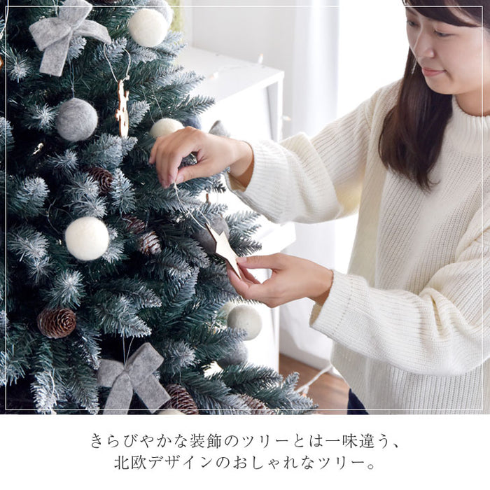オーナメント＆ライト付 クリスマスツリー  雪化粧