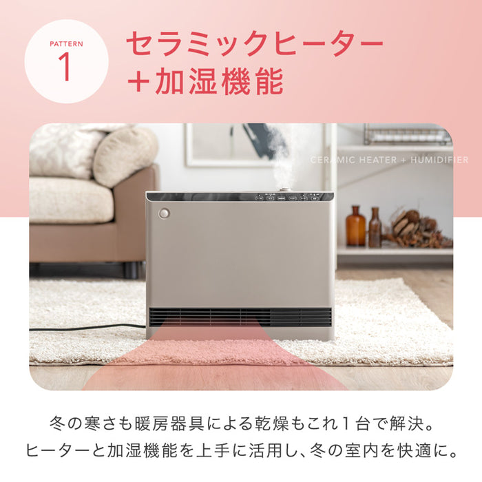 ★目玉アイテム★加湿機能で潤いキープ 速暖パワフル セラミックファンヒーター 小型 人感＆室温Wセンサー 液晶パネル リモコン付き〔38400062〕