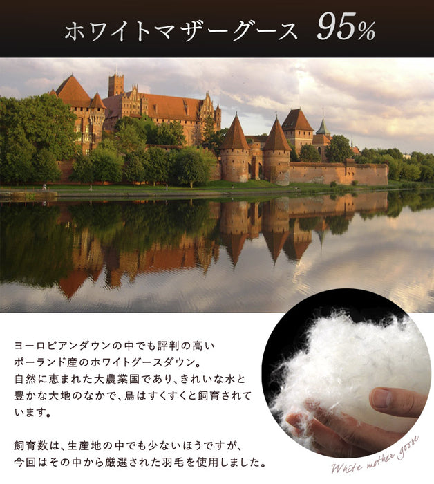 [セミダブル] 女神の羽毛布団 増量 1.6kg ポーランド産マザーグースダウン95％ CILブラックラベル 440dp 二層キルト かさ高180mm以上 日本製 〔10119084〕