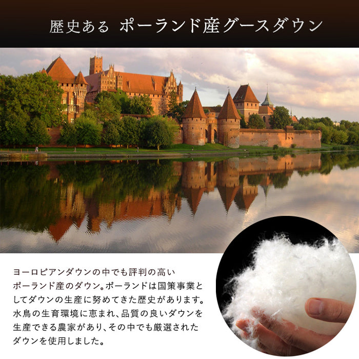 [セミダブル] 超増量1.8kg 純ポーランド産 マザーグース ダウン95％ 羽毛布団 440dp かさ高180mm以上 二層キルト CILブラックラベル 日本製〔10106510〕