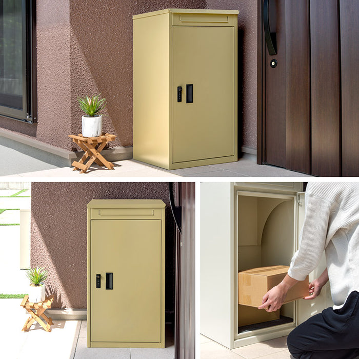 【在庫処分】複数投函OK 宅配ボックス 完成品 大容量 108L ダイヤル錠 ポスト付き 防水 防塵 屋外 OK 戸建て おしゃれ〔66400008〕
