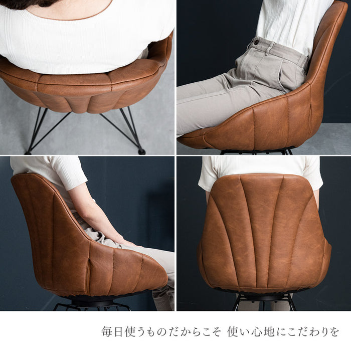 ［単脚］回転式 ダイニングチェア 肘付 座面高45cm スチール〔14810075〕