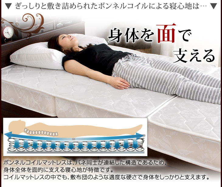 【在庫一掃プライス】[ダブル] 高密度ボンネルコイルマットレス 三つ折り 圧縮梱包 硬め〔0519000612〕