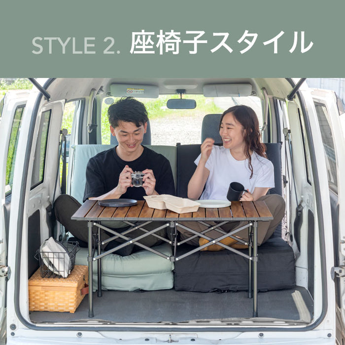 《新提案》3way車中泊マット+専用カバーSET 幅60cm 8cm キャンプマット 撥水 カバー クッション 枕 付〔15210099〕
