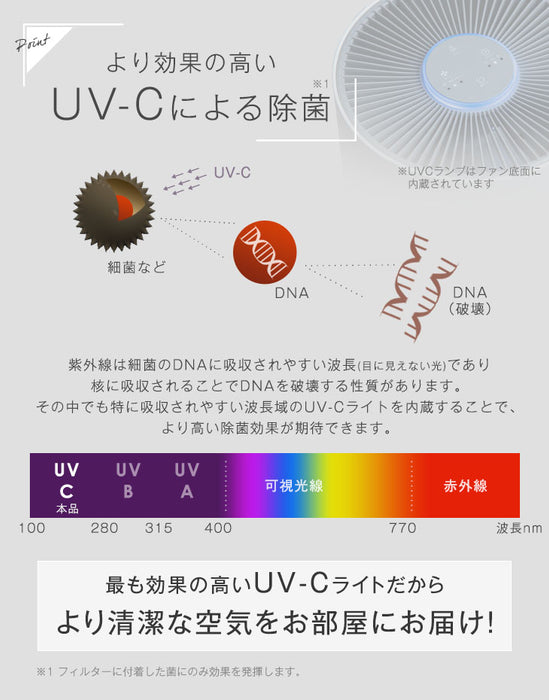 [3点セット] 加湿空気清浄機 交換用フィルター2種付 9畳 UV-C紫外線ランプ搭載 コンパクト 〔77700003〕
