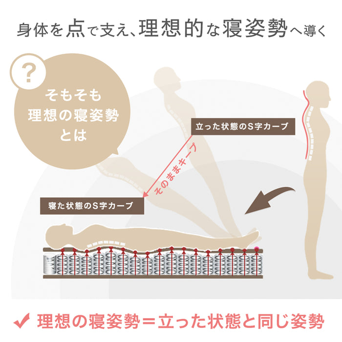［ダブル］高脚25cm 脚付きマットレス ポケットコイル 洗えるカバー付 ベッド下収納 エコテックス 天然木脚 圧縮梱包〔17800115〕