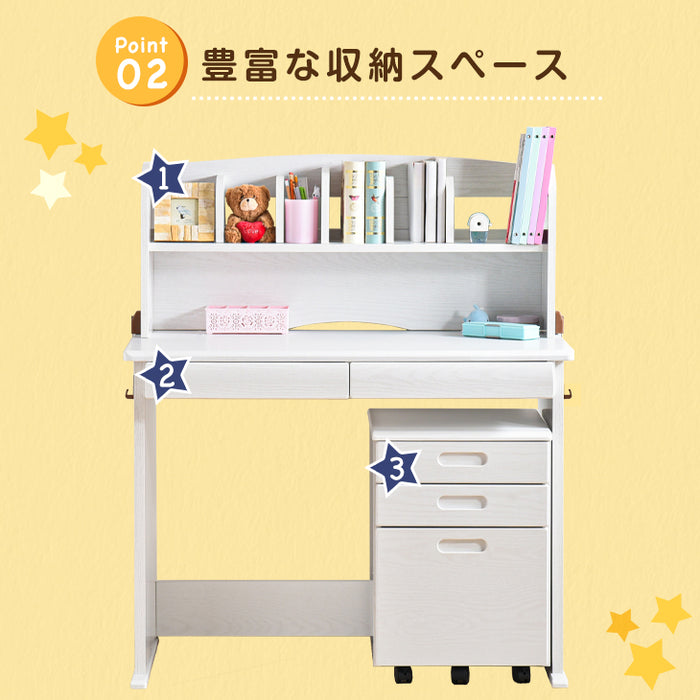 学習机 3点セット デスク 上棚 ワゴン〔33010058〕