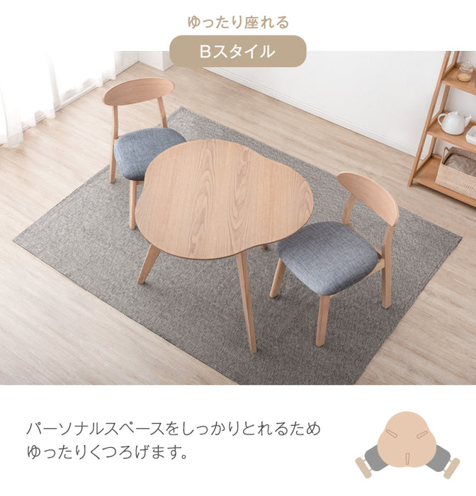 [幅90cm]  三つ葉型 ダイニングテーブル 単品 北欧 カフェ風 ナチュラル 変形テーブル 壁付け〔82100005〕