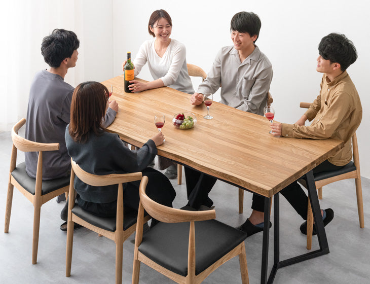 [幅200×83] ナチュラルモダン 天然木 ダイニング 7点セット 棚付き 6人掛け 長方形 【超大型商品】【テーブル搬入設置込】〔49600830〕