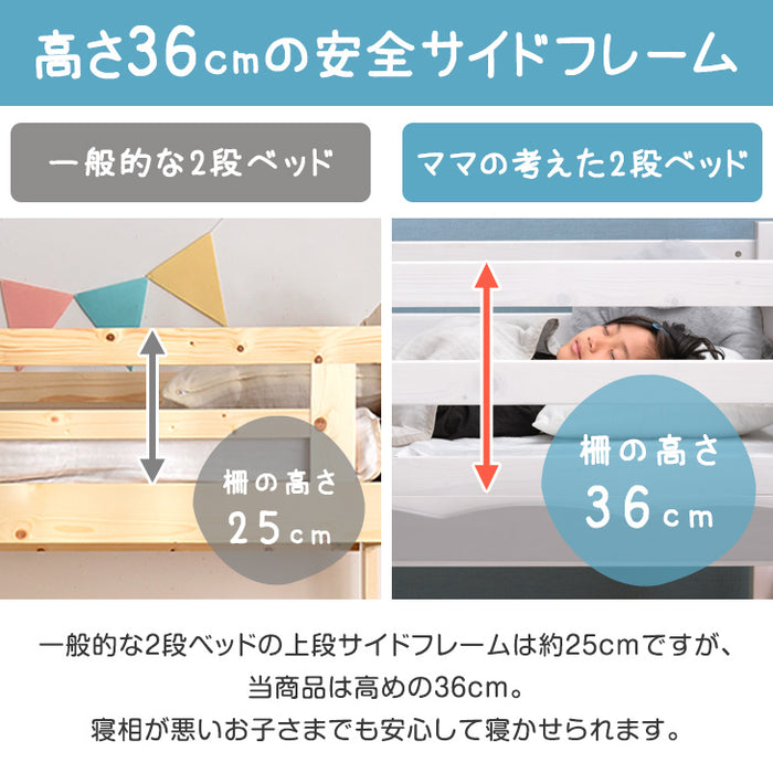 ★目玉アイテム★現役ママが考えた！二段ベッド ディスプレイ棚付き ロータイプ 135cm 耐荷重900kg 耐震設計 シングル対応 収納 分離 【超大型商品】〔50600016〕