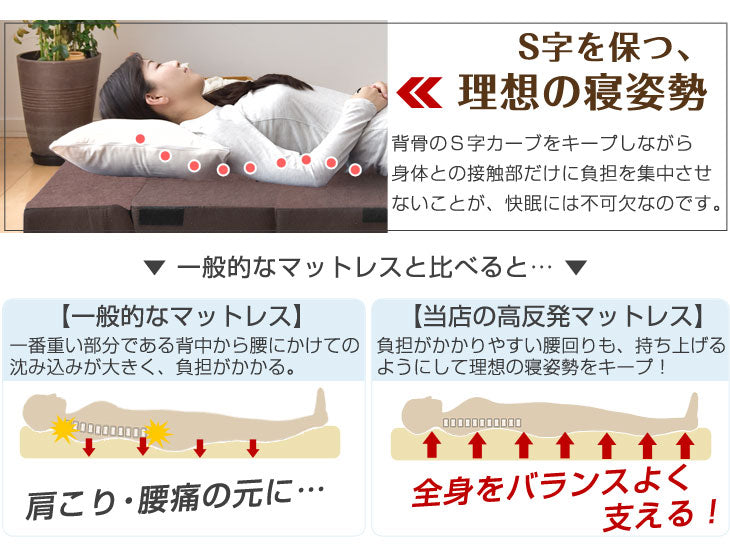 [シングル] 1人掛け 4WAY 高反発 ソファになるマットレス 竹炭入 消臭効果 ソファベッド〔13810113〕